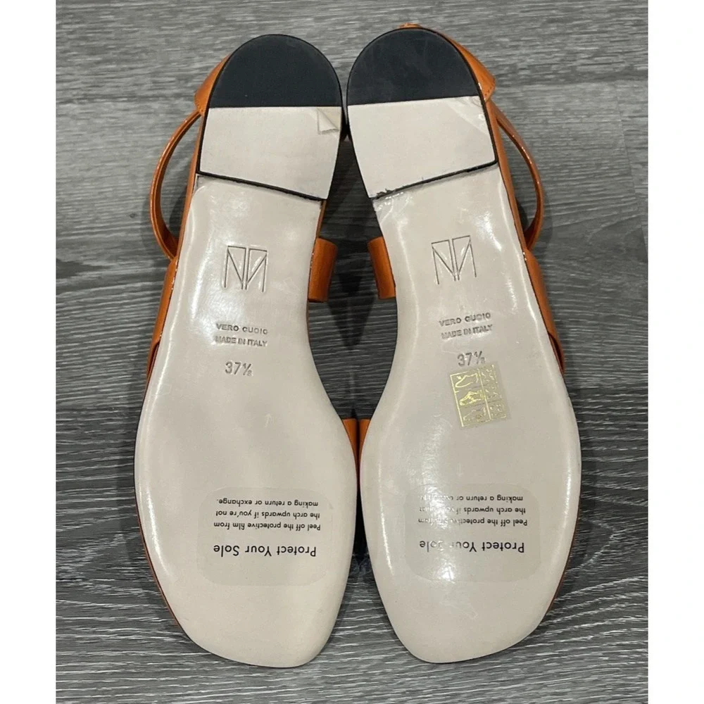Tamara Mellon Stride Flat Gladiator Orange Patent Leather EU37.5 US7.5 $495 - Picture 8 of 13